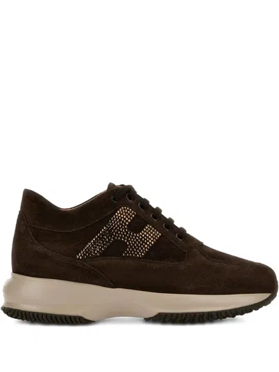 HOGAN INTERACTIVE SUEDE SNEAKERS WITH STRASS
