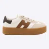 Hogan H681 Leather And Suede Platform Sneakers In Neutral