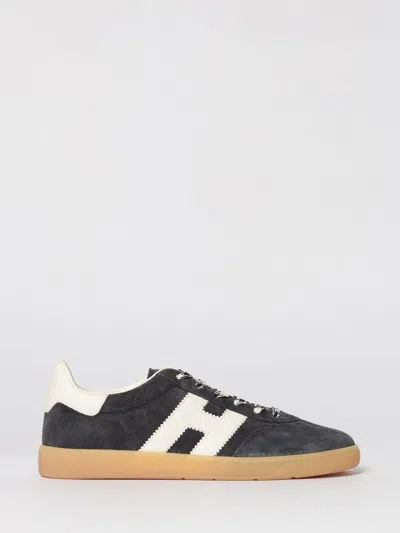 Hogan Navy Suede Leather H Sneakers In Black
