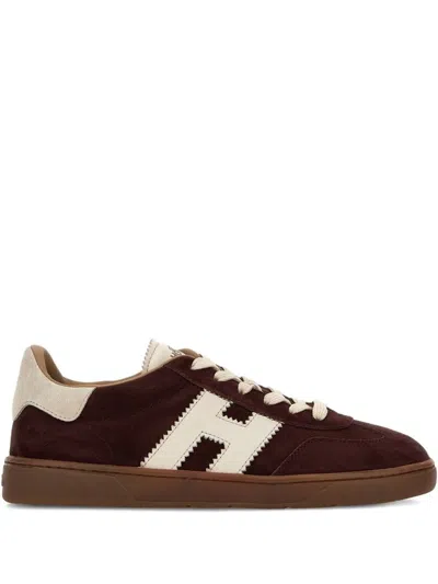 Hogan Bordeaux Suede Low-top Sneakers With Cream Accents In Multi
