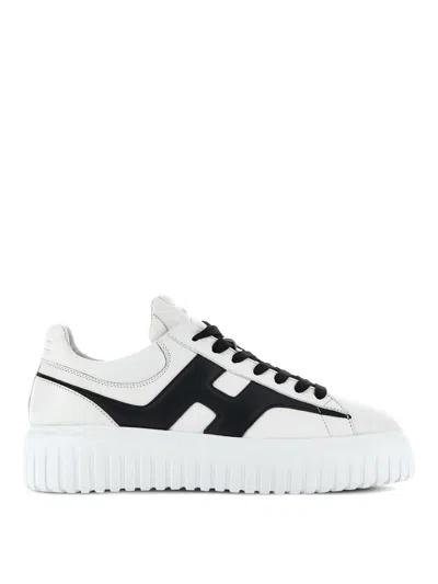 Hogan H-stripes Low-top Sneakers With Smooth Leather Upper In White