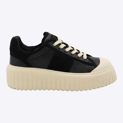 HOGAN HOGAN BLACK LEATHER H-STRIPES SNEAKERS