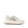 Hogan Hi-fi Leather Sneakers Contrast Rubber Sole In Neutral