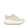 Hogan 'rebel' Calf Leather Sneakers In Ivory In Nude