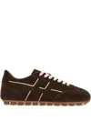 Hogan Suede Upper Sneakers With Contrasting Stitching In Brown