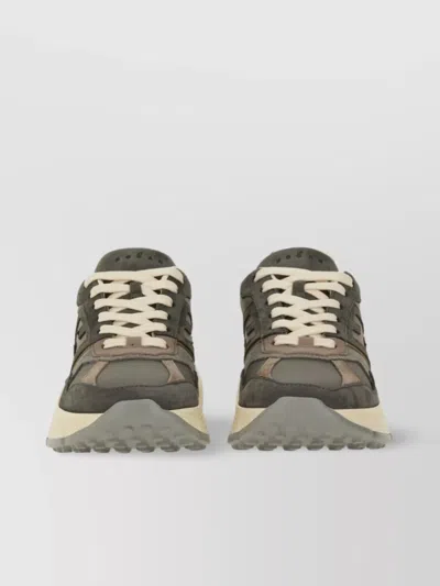 Hogan Sneakers Rubber Sole Suede Panels In Gray