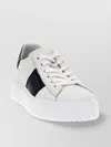 Hogan Panelled Design Calf Leather Sneakers With Chunky Sole In White