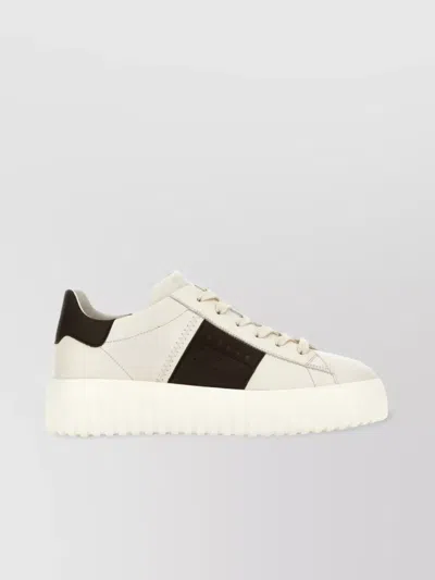 Hogan Sneakers Striped Panel Flat Sole In White