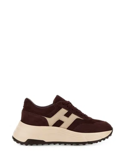 Hogan Brown Hi-fi Suede Leather Sneakers
