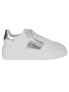 Hogan H-stripes Leather Platform Sneakers In White
