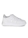 Hogan Leather Sneakers With Glittered Patch In White