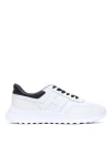 Hogan Low Top Leather Sneakers With Contrast Heel Tab In White
