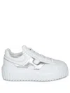 Hogan White Sneakers With Smooth Upper And Metallic Accent In White