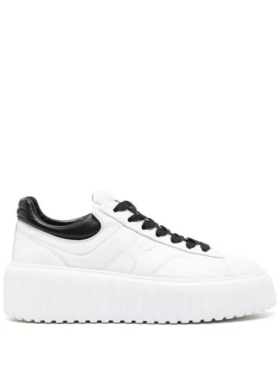 HOGAN HOGAN WHITE AND BLACK LEATEHR SNEAKERS