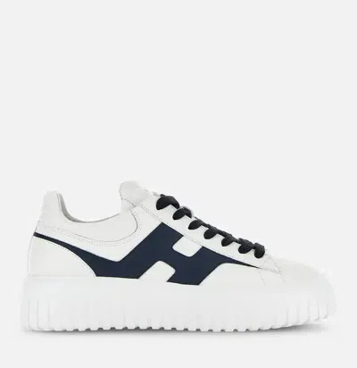 Hogan White And Brown H-stripes Sneakers In Multi
