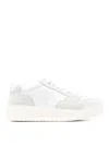 Hogan Perforated Toe Rubber Sole Suede Panels Sneakers In White
