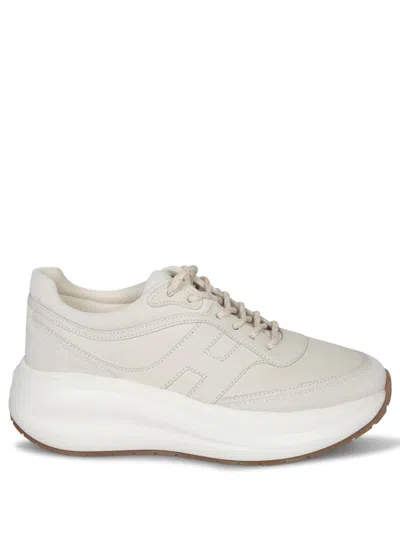 Hogan Leather Sneakers With Cushioned Sole In White