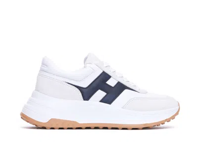 Hogan Leather Lace-up Sneakers With Suede Accents And Bold Logo Detail In Multi