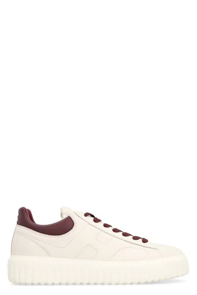 Hogan H-stripes Leather Sneakers In White