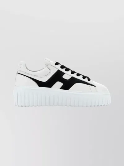 Hogan Sneakers With Contrast Panel And Round Toe In White