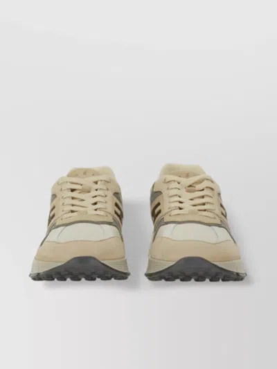 Hogan Sneakers With Contrast Panels And Rubber Sole In Brown