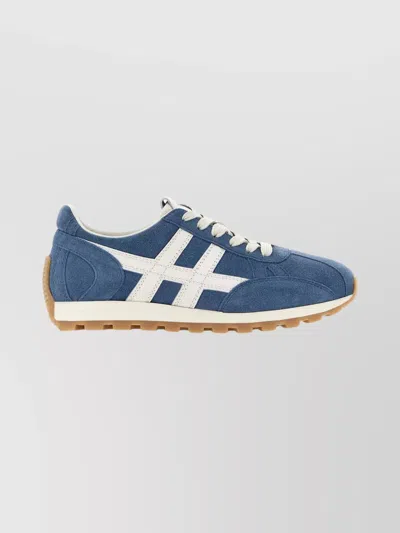 Hogan Sneakers With Contrast Stripes And Rubber Sole In Blue