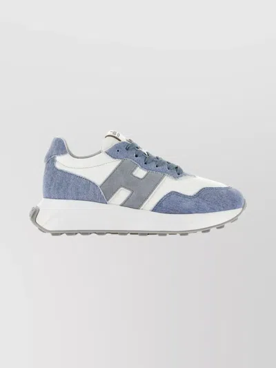 Hogan Sneakers With Denim And Suede Panels In Blue
