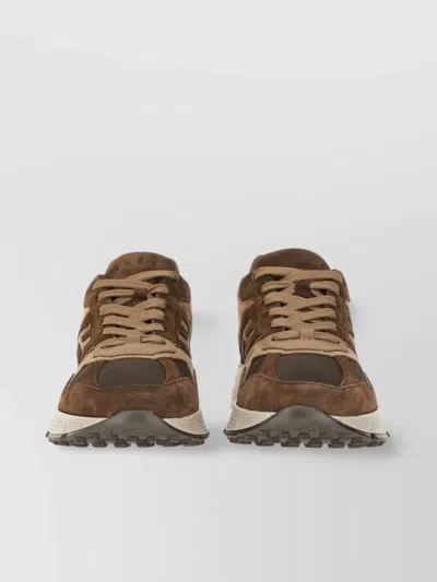 Hogan Sneakers With Round Toe And Rubber Sole In Brown