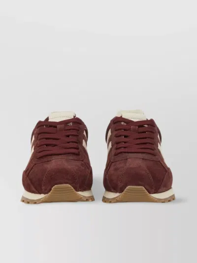 Hogan Sneakers With Stripe Detail And Suede Finish In Brown