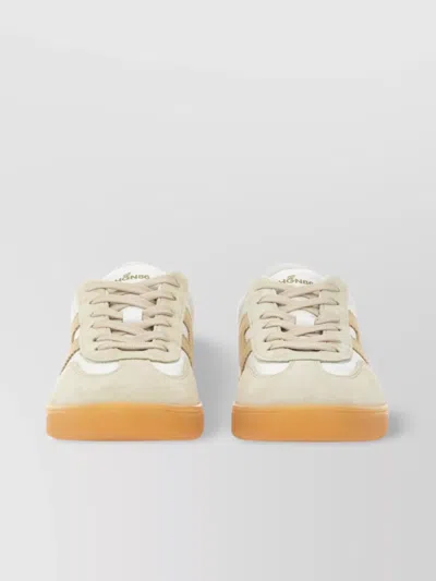 Hogan Sneakers With Suede Accents And Rubber Sole In Neutral