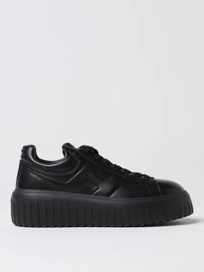 Hogan H-stripes H Sneakers With Elevated Platform Sole In Black