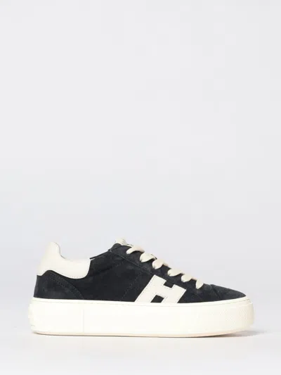 Hogan Crosswind Platform Suede Sneakers In Black
