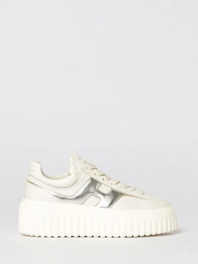 Hogan Women Silver H-stripes Leather Sneakers, 7.5 Luxury Sneakers For Women Darveys In White