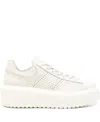 Hogan Low-top Sneakers With Ridged Platform Sole In Yogurt
