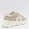Hogan Round Toe Lace-up Calf Suede Sneakers With Chunky Sole In Neutral