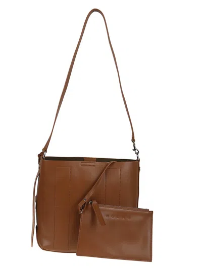 Hogan Soft Leather Hobo Bag With Removable Pouch