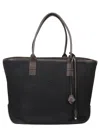 Hogan Spacious Black Fabric Tote Bag In Black
