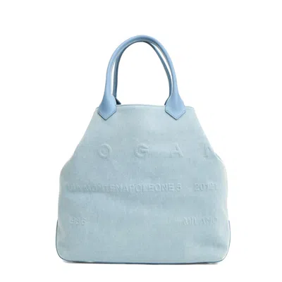 Hogan Spacious Denim Tote With Structured Leather Handles