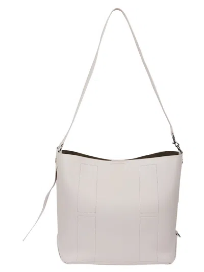 Hogan Spacious Leather Hobo Bag In Gray