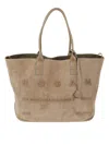 Hogan Spacious Suede Tote Bag With Embossed Branding In Neutral