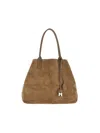 Hogan Spacious Suede Tote Bag With Leather Accents In Pink