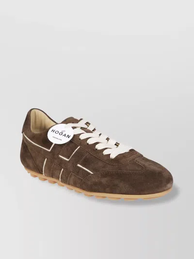 Hogan Stitched Contrast Rubber Sole Suede Finish