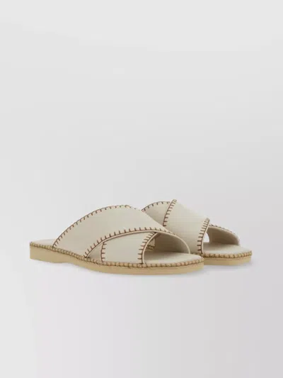 HOGAN STITCHED FLAT SOLE OPEN TOE SANDALS