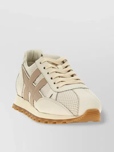 Hogan Stitching Contrast Mesh Panels Rubber Sole In Yellow
