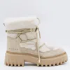 Hogan Lace-up Shearling-trim Boots In Neutral