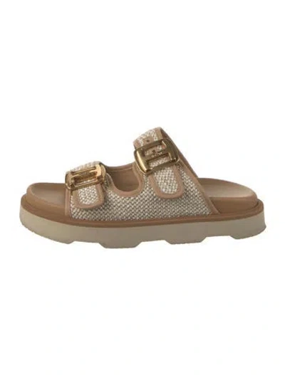 Pre-owned Hogan Straw Slides In Neutrals