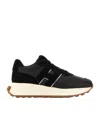 Hogan Streamlined Black Sneakers With Suede Texture In Black