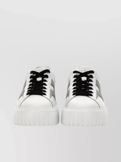 Hogan Striped Leather Sneakers Featuring H Detail