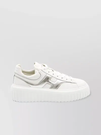 HOGAN STRIPED LEATHER SNEAKERS WITH PADDED HEEL