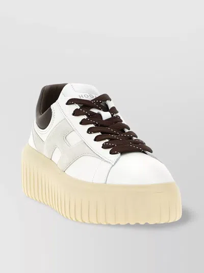 Hogan Striped Sneakers With Padded Collar And Contrasting Sole In White